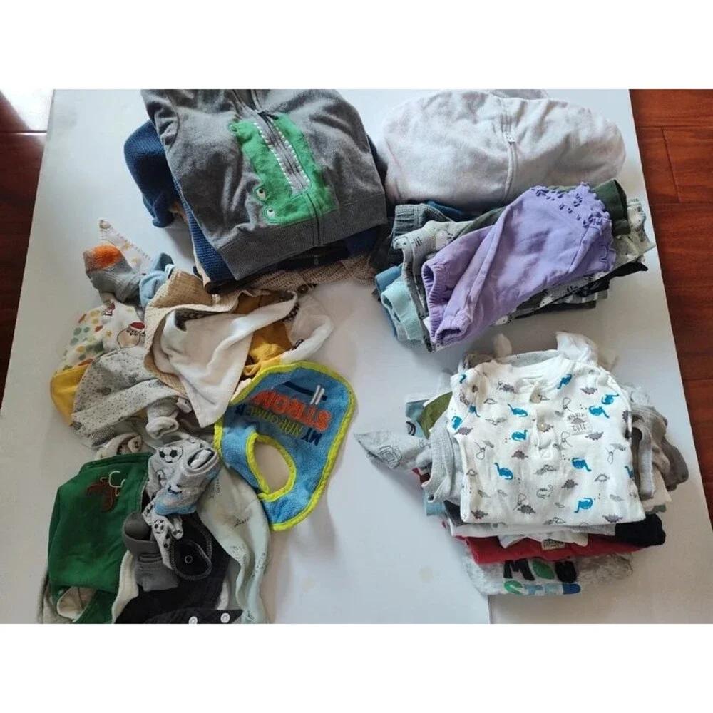 55pcs clothes lot bundle boy 3-9m assortment clothes clothing hoodies pants pj